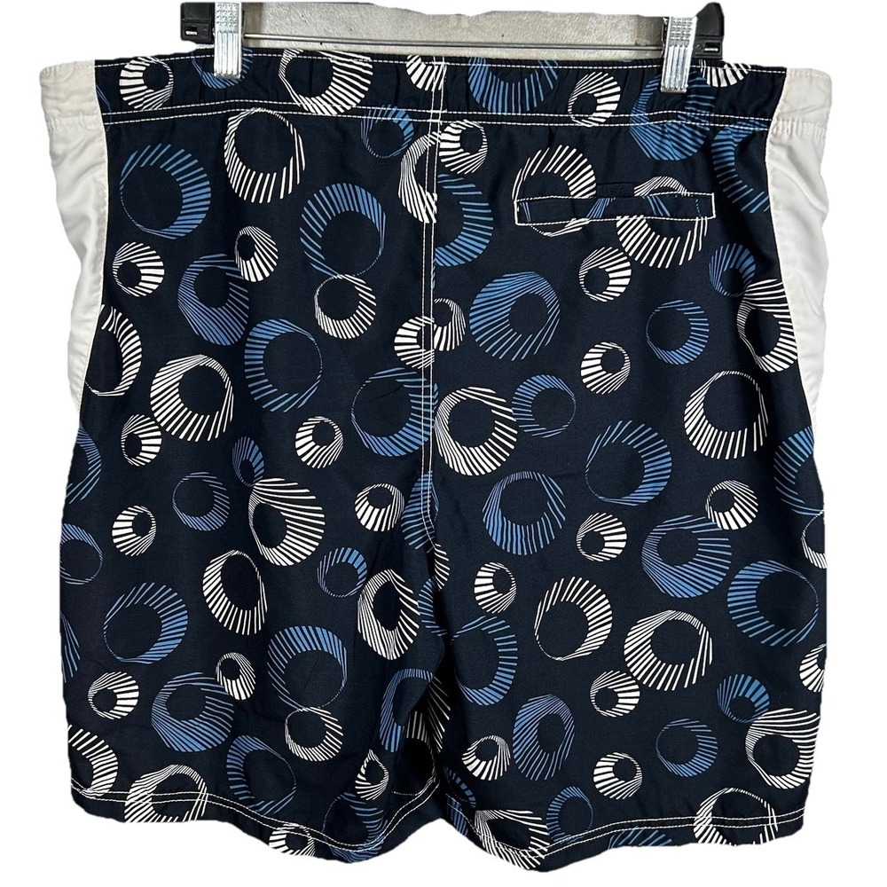 Nautica Swim Trunks Men's Large Blue‎ And White Lined Drawstring Pool Beach